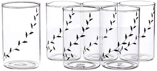 Image of Borosil Vision 6pc Transparent Drinking Glass | Borosilicate Glass Tumblers for Water, Cold Drinks, Juice | Flame Proof, Microwave & Dishwasher Safe | for Daily use & Gifting (Black Krip, 295 ml)