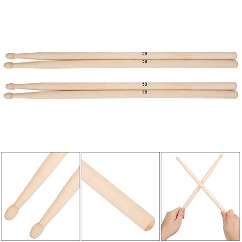 Pilipane Baquetas de Madera de Arce Premium 5A/5B, Paquete de 2 Pares para Batería Jazz miniatura 6