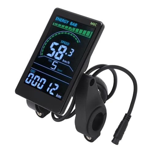 M6C Electric LCD Display Meter ABS, Electric Display Screen Control Panel with 6 Pin Cable Headlight Connector for 24V 36V 48V 60V