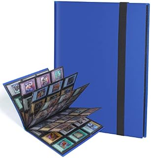 Lictin Trading Cards Album - 396 Side Loading Pocket with Elastic Strap, Card Binder Album Folder Card Collection Binder 22 Pages,18 Pockets Each Page(Blue)