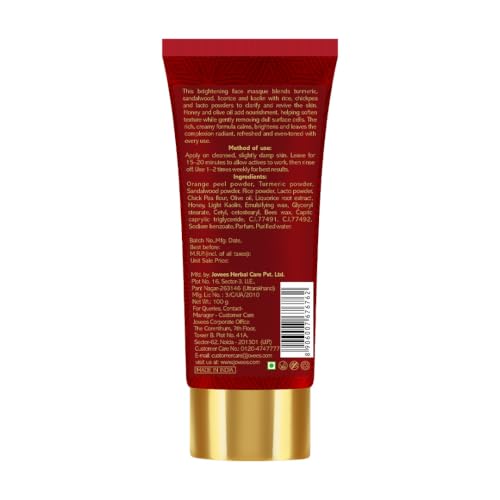 Image of Jovees Herbal Bridal Brightening Face Masque Pack | Ultra Radiance | With Orange Peel And Turmeric Extract | For All Skin Types | 100GM