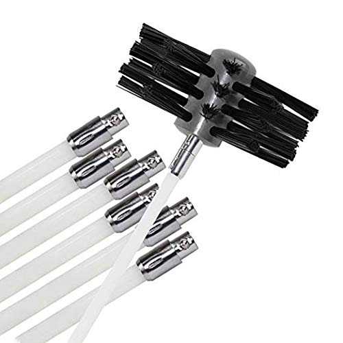HUAWELL Dryer Duct Cleaning Attachment, 6 Rods Extends Up to 12 Feet, Lint Remover,Synthetic Brush Head, Use with or Without a Power Drill((6 Rods + 1