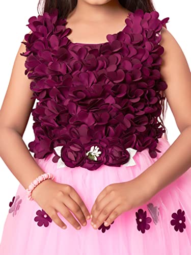 Image of Aarika Girls Navy Blue-C-Green Colour Nylon Floral Print Gown