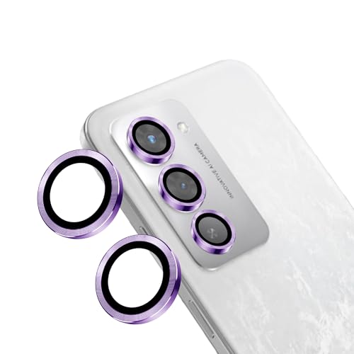 Image of Amazon Brand - Solimo Camera Glass Lens Protector Ring for Redmi 15 5G Case Friendly with Edge to Edge Coverage and Easy Installation (Purple)
