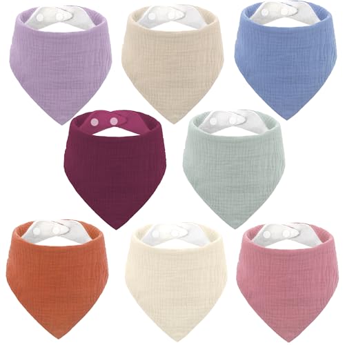 MOJINL Baby Lätzchen 8 Stück Dreieckstuch Baby Musselin Halstuch Weiche...