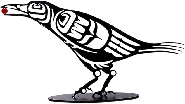 JUOPZKENN Metal Raven, Metal Birds Yard Decor, Metal Crow Figurine, Raven with Berry, Silhouette Art, Desktop Decor Home Ornament Bird Silhouette ArtType 1-Crow
