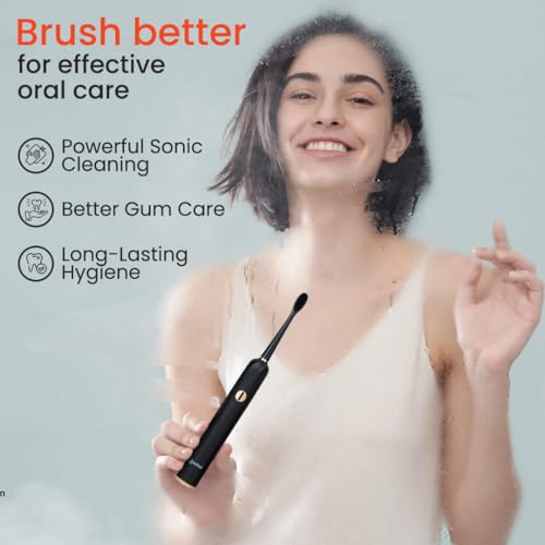 Image of Toothsi Electro i9 Sonic Electric Toothbrush | Smart Electric Toothbrush for Men & Women | with 6 Modes & 5 Brush Heads | IPX 7 Waterproof | Rechargeable | Oral Care | Black