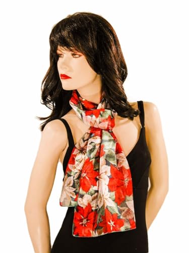 Bright Poinsettia Christmas Scarves with Removable Tag2