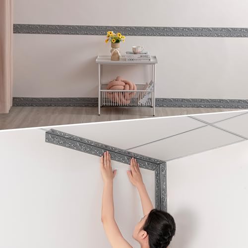 Rollo de borde de pared 3D anticolisión gris cubiertas de rodapiés autoadhesivos 8