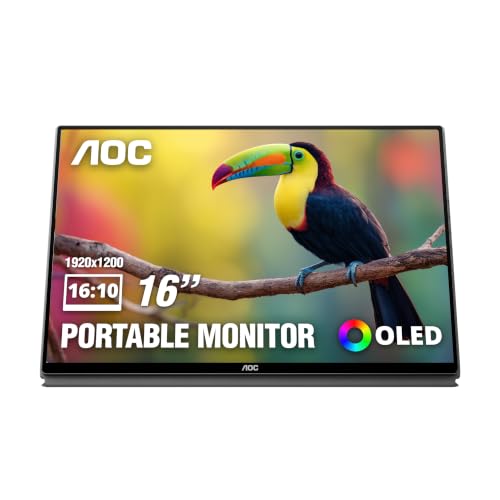 Image of AOC 16 Inch Portable Monitor OLED WUXGA USB-C Mini HDMI Ultra Slim, 16T40D