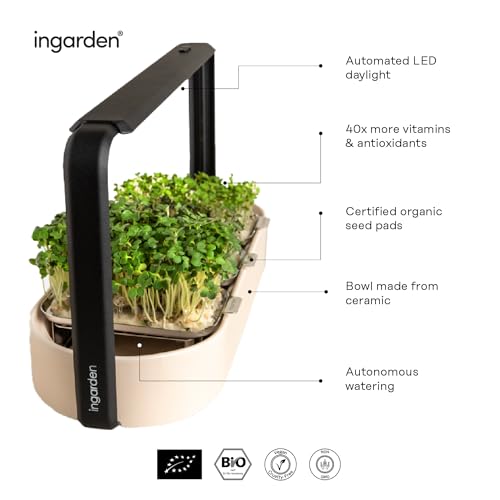 Microgreens-Growing-Kit-Organic-Superfood-Sprouting-Seed-Pads-3-Auto-4-Stage-LED-Grow-Lights-Hydroponic-Watering-System-Chic-Steel-Frame-Ceramic-Bowl-Plastic-Free-Beige