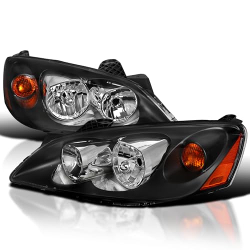 SPEC-D TUNING Black Headlights Compatible with 2005-2010 Pontiac G6 L+R Pair Head Light Lamp Assembly