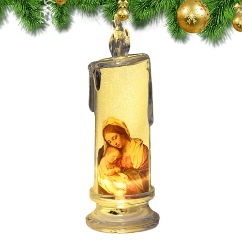 Rechory Candela senza fiamma per preghiera della serenità, candele religiose a LED, candela per preghiera devozionale, cattolica, senza fiamma, per la casa cristiana