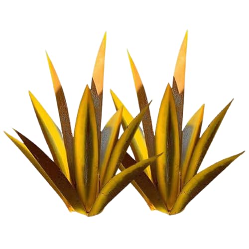 Cndiyald 2pcs Jardin Tequila décor DIY métal Tequila Sculpture Rustique Metal Agave Yard Art pour pelouse extérieure décoration Jardin décoration Jaune Tequila Sculpture Rustique
