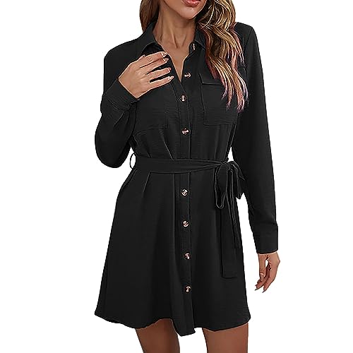Robe pré-automne française noire à manches longues pour le bureau