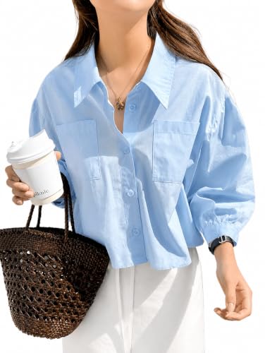 Zilcon Women's Blue Button Down Shirt Sky Blue - Image 2