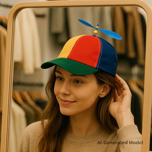 Image of Colorful Helicopter Baseball Cap: Neutral Adjustable Cute Baseball Helicopter Propeller Cap Snapback Cap