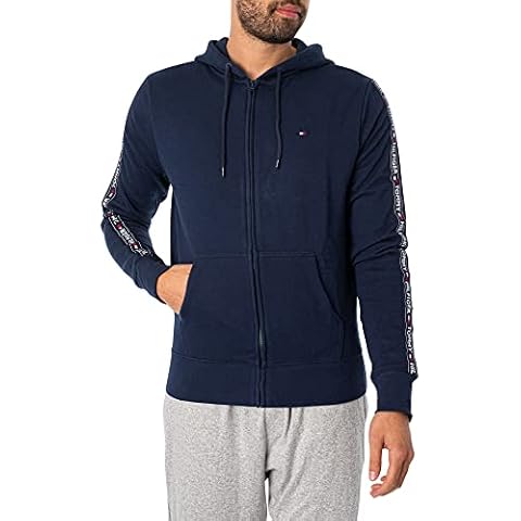 Tommy Hilfiger Herren Hoodie mit Reißverschluss Zipper, Blau (Navy Blazer), L Cover