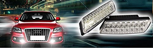 BLUETECH Ultra małe, uniwersalne światła LED do jazdy dziennej/światła do jazdy dziennej z 16 diodami SMD LED R87, moduł ze znakiem kontrolnym E i funkcją ściemniania