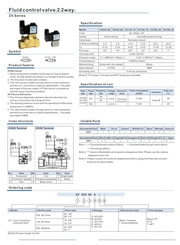 Électrovanne de Commande 2V025-06 AC220V vanne d'inversion de flux - 5
