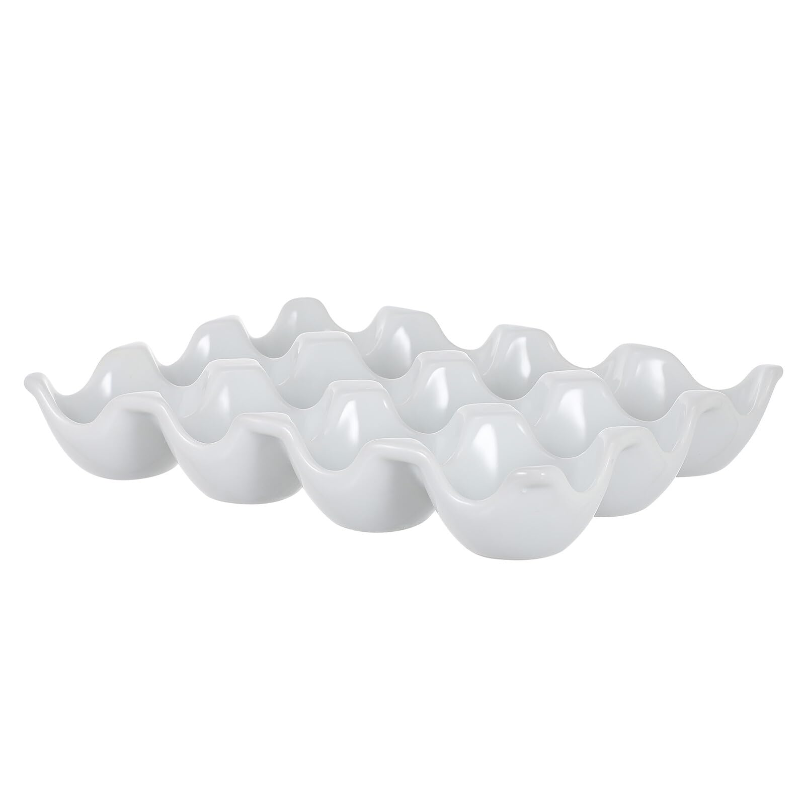 Bandeja de Huevos de Cerámica de Color Blanco 12 Huecos para Nevera