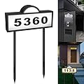 GEYUEYA Solar House Number for Outside, Address Numbers for House,IP65 Waterproof House Number Sign With Dual 3200k Warm White & 6500k Cold White Led, Address Sign Wall Mounted/In Ground for Yard
