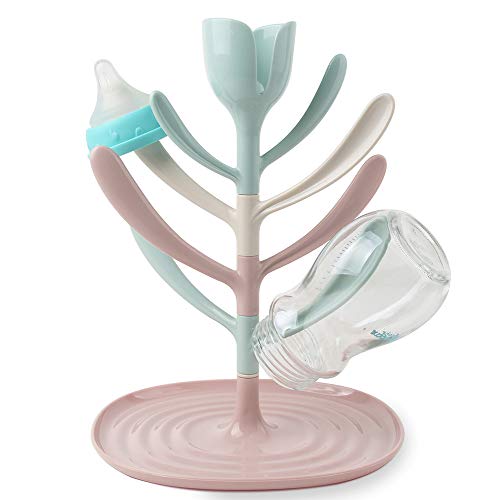 Image of MOMEEMO Bottle Drying Rack,Beautiful Design, Easy to Clean,Used for Teats, Cups, Pump Parts and Accessories (Pink)