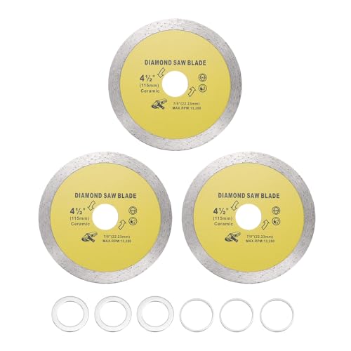Lame de scie diamant 11,4 cm pour maçonnerie, marbre et céramique avec anneau adaptateur jaune
