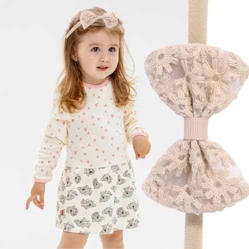 Baby Mädchen Stirnbänder ,8 Stück Schleife Kleinkind Kopfbedeckung Haarspangen & clips Elastische Neugeborene Haarbänder Niedlicher Haarschmuck,Besticktes und bedrucktes Stirnband für kleine Babys