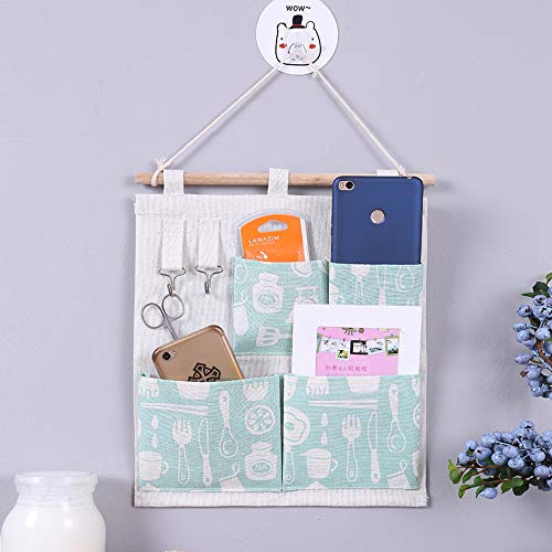 Image of Axgo 1 Packs Over The Door Magazine Storage, 4-Pocket Wall Hanging Organizer Closet with 2 Hooks, White