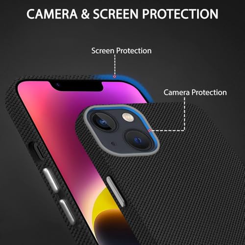 Image of iPhone 14 Case | Frosted Silicone with Metal Ring Camera & Button Protection | Slim & Shockproof | Matte Grip Apple iPhone 14 Cover - Black