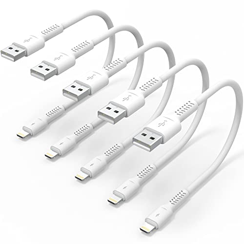 1ft iPhone Charger Cord Short, 5Pack USB to Lightning Cable Compatible with Apple iPhone 13 12 11 Pro Max Xs Xr X 8 7 6 Plus 5 SE, iPad Air/Mini, Charging Stations