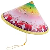 ibasenice Chapeau Tressé en Bambou Conique pour Garçon et Filles et Adultes, Taille Unique, Protection Solaire Naturelle, Accessoire de Danse Traditionnelle Asiatique, Costume de Scène