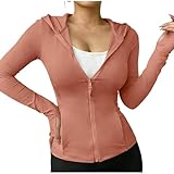 Generisch Dyhxuan Sportshirt Damen UPF 50+ Sonnenschutz Hoodie Zip Up Sport Jacke Sommer Kapuzenjacke Slim Fit Laufjacke Leicht Atmungsaktive Sportjacke