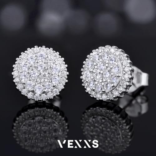 VEXXS S925 Diamond Stud Earrings for Men, 14K Real Gold Plated Iced Out Earrings Micro Pave 5A CZ Stones Men’s Studs, Hypoallergenic 925 Sterling Silver Studs3