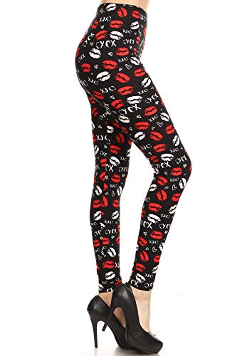 Leggings Depot BAT1 Damen-Jogginghose mit hoher Taille, beliebter Druck, Größe S-3XL, XOXO Kisses, M