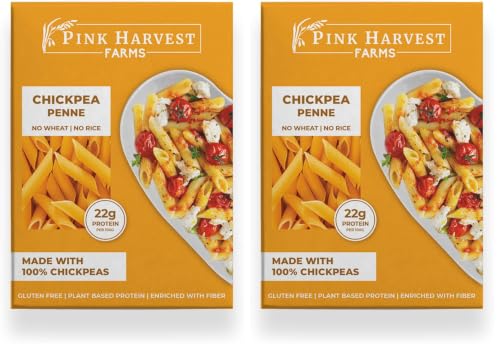 Image of Pink Harvest Farms Chickpea Pasta | No Rice - No Maida | Vegan | Gluten Free | High Protein | (Chickpea Penne Pasta, 200 g (Pack of 2))