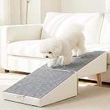 Foldable 2-in-1 Dog Stairs & Ramp for Small Dogs & Cats, Pet Steps for Sofa and Bed, Wipe-Clean Surface, Space-Saving Ottoman Design(off-white​)