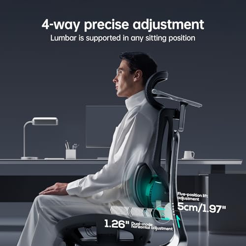 Hbada E3 Ultra Ergonomic Office Chair, Big and Tall Office Chair - with 3-Zone Dynamic Lumbar Support, 360° Mechanical Armrests, 4D Adjustable Headrest, Aluminum Alloy, Premium Mesh, Black