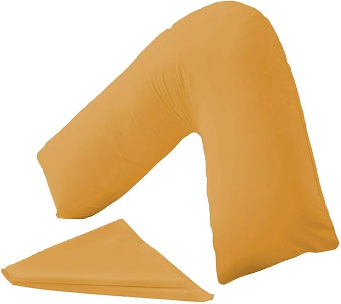 INSAFIANS Orthopedic V-Shaped Pillow with Pillowcase Perfect for Nursing Maternity & Baby Support Pillow (Mustard, V Pillow With Case)