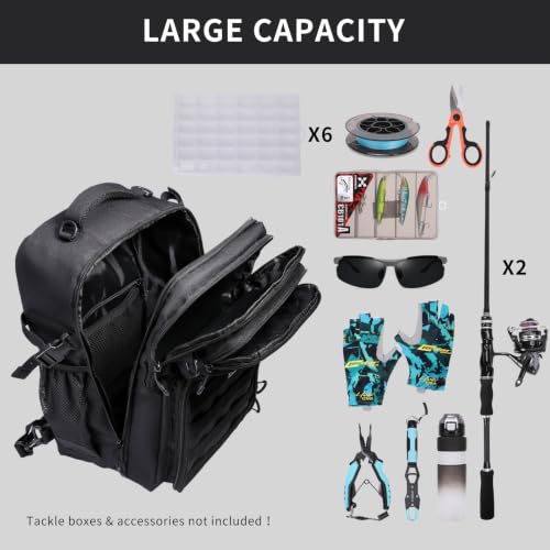 Image of Fishing Backpack with Rod Holder, Fishing Tackle Bag