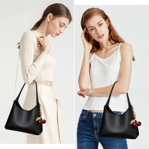 Image of Hobo Purses for Women Trendy Vegan Leather Shoulder Bags Tote Handbag Cherry Purse Retro Small Crossbody Bag