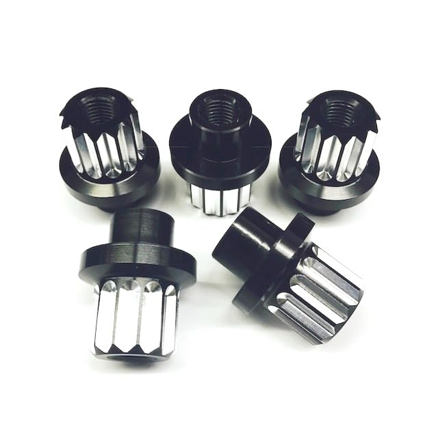 Black Machined Billet Aluminum 12pt Lug Nuts - M12 x 1.5 Short Shank