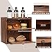Sunhoo Bread Box for Kitchen Countertop Wooden Bread Storage Container Bin 2 Layer Breadbox Holder Large Capacity Keeper Vintage Farmhouse Food Organizer Pantry Shelf Acrylic Window (Brown)