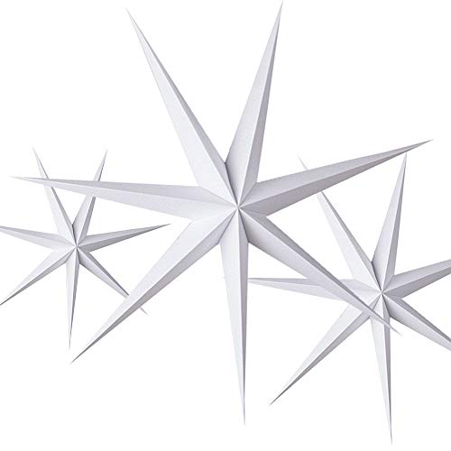 SUNBEAUTY Papier Sterne Weiß 60cm Groß 3er Laterne Weihnachtsdeko (3...