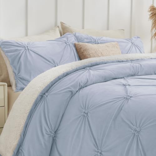 Image of BEDELITE Fluffy Sherpa King Comforter Set,Pintuck-Lavender