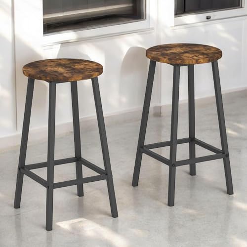 Recopilación de Sillas Bar para comprar hoy. 47 FurnitureR Juego 2 Sillas Bar Industriales, Estructura Acero Resistente, Altura 65 cm, para Comedor Cocina, Fácil Montaje, Diseño Industrial, Marrón Vintage
