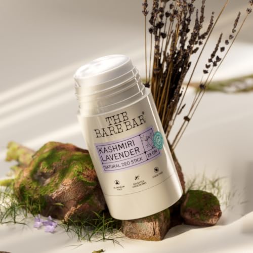 Image of The Bare Bar Kashmiri Lavender Natural Deodorant Stick 28g | Up to 24-Hour Odour Control | Long-Lasting Freshness | Aluminium-Free, Baking Soda-Free | No White Marks, No Staining | For Men & Women