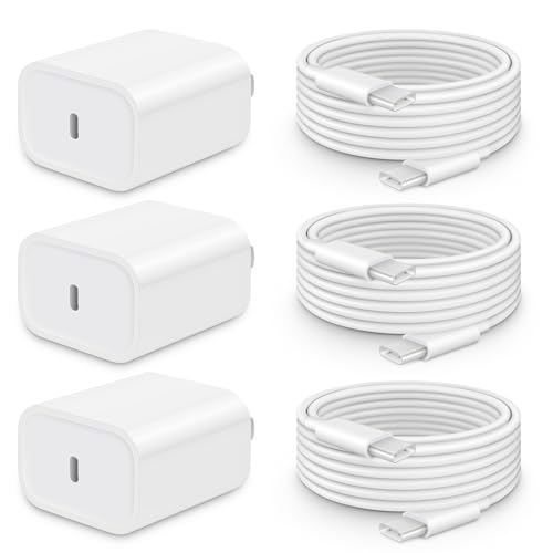 CXX iPhone 17/16/15 Fast Charger [3-Pack] 20W USB C Wall Charger with 6FT C-to-C Cable Compatible with iPhone 17/16/15 Series, USB-C iPad Pro/Air/Mini & More