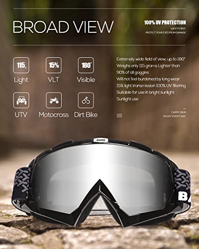 Image of Dirt Bike ATV Goggles Motorcycle Gear Riding Motocross Dirtbike 4-Wheeler MX DH Accessories Goggles Glasses for Men Women Youth UV400 Protection Dust-proof Anti-Slip Strap